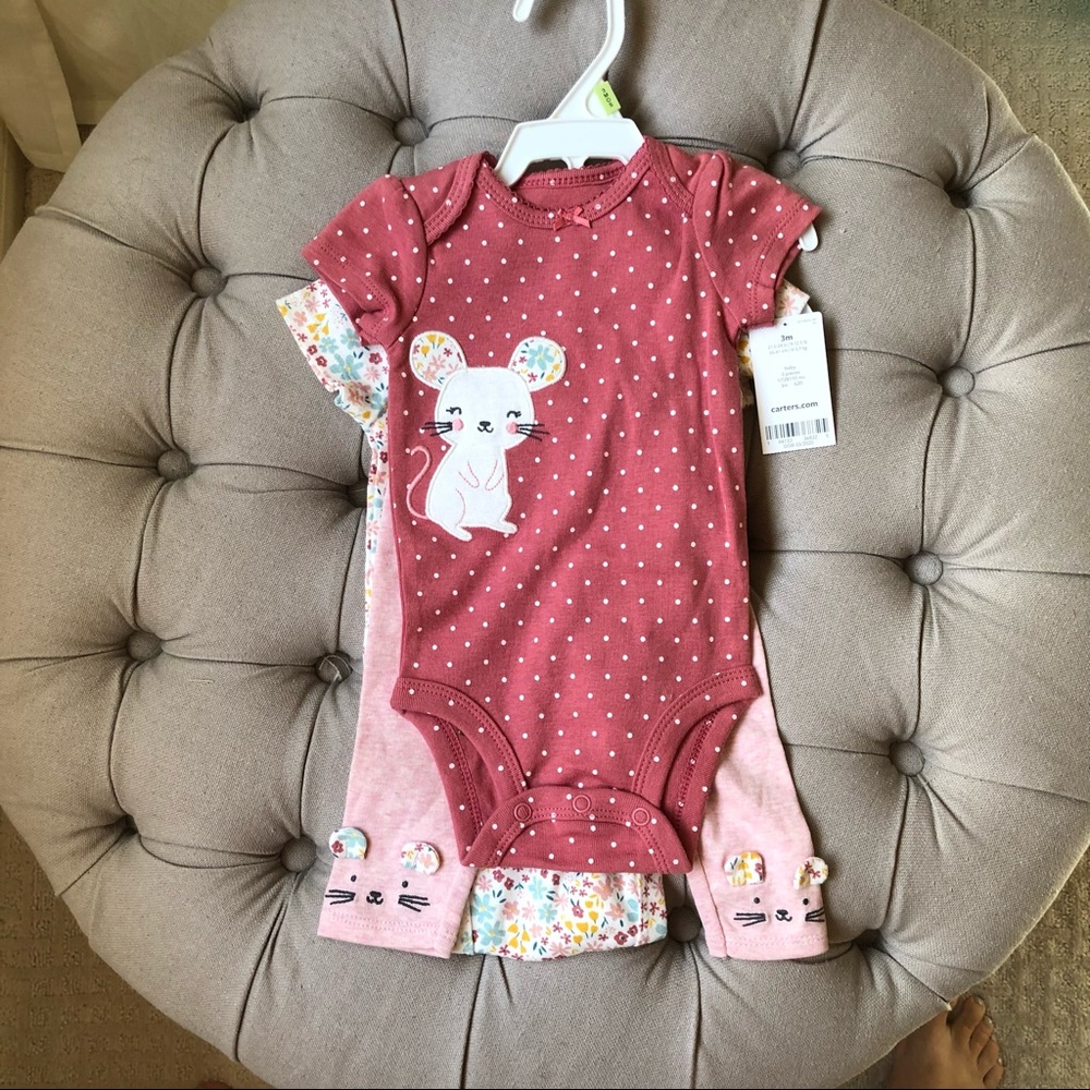 3 piece NWT onsie set with pants mouse